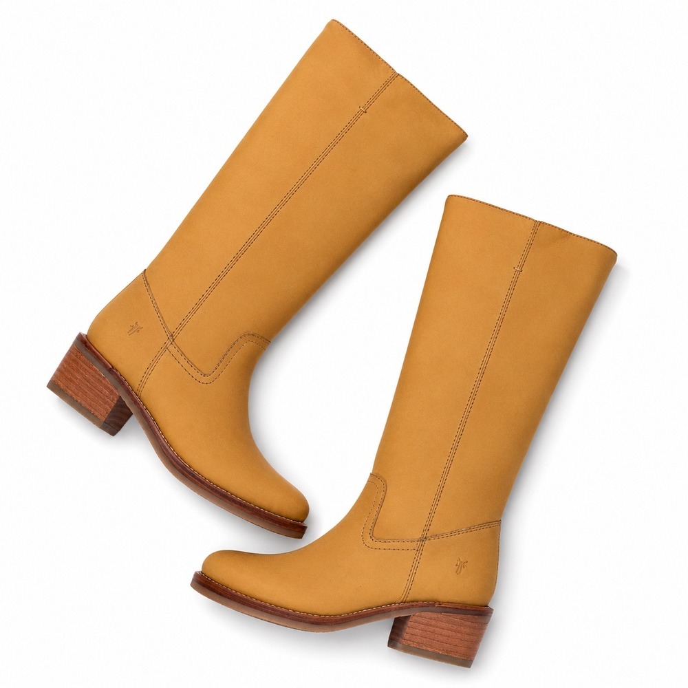 Frye Camryn Campus Tall Boots Womens 9 Banana Leather Riding Pull On NEW